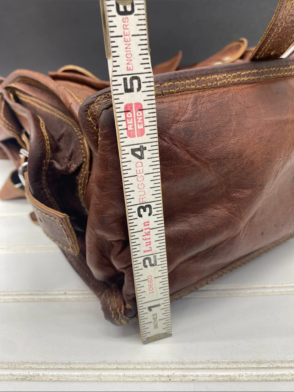 MaheTri Historic Brown Leather Backpack Messenger Bag